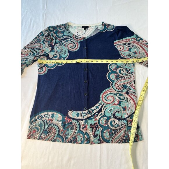 Talbots Cardigan Sweater LG Blue Green Lightweight Preppy Classic - Picture 4 of 6